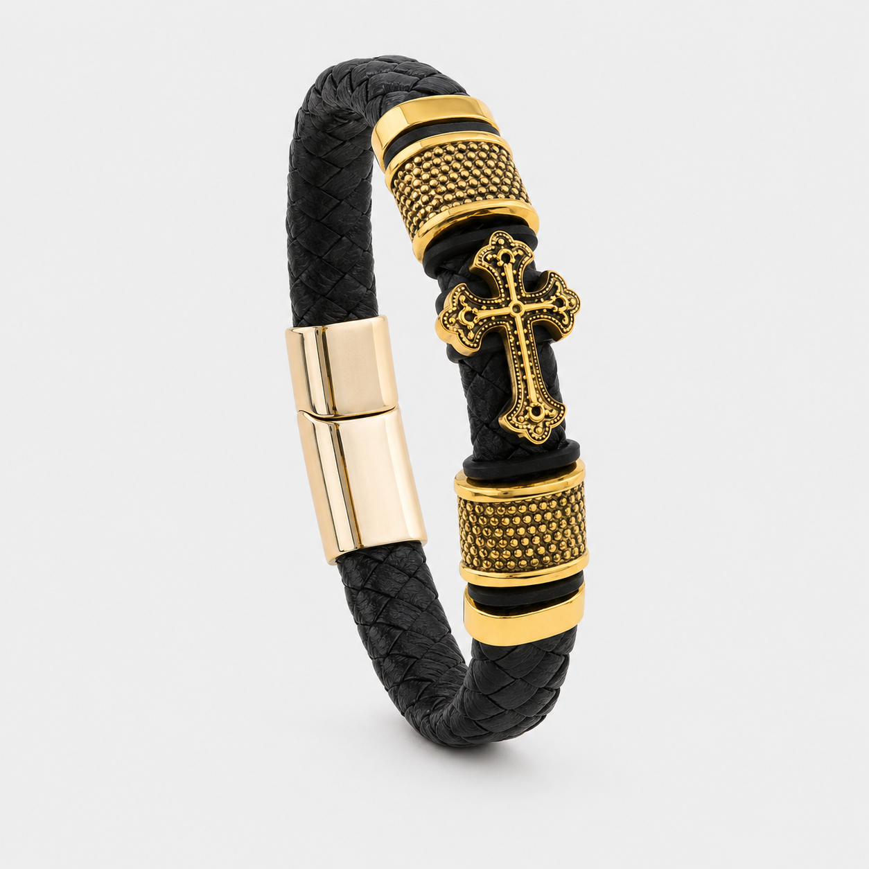 Golden Faith Cross Braided Bracelet