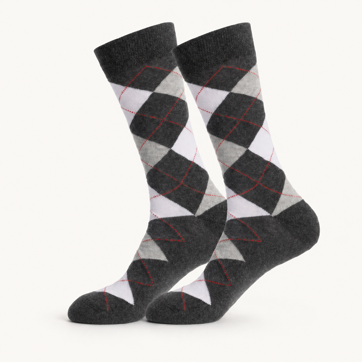 Charcoal & Red Argyle