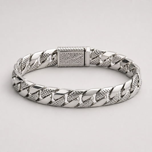 Silver Radiance Diamond-Cut Cuban Bracelet