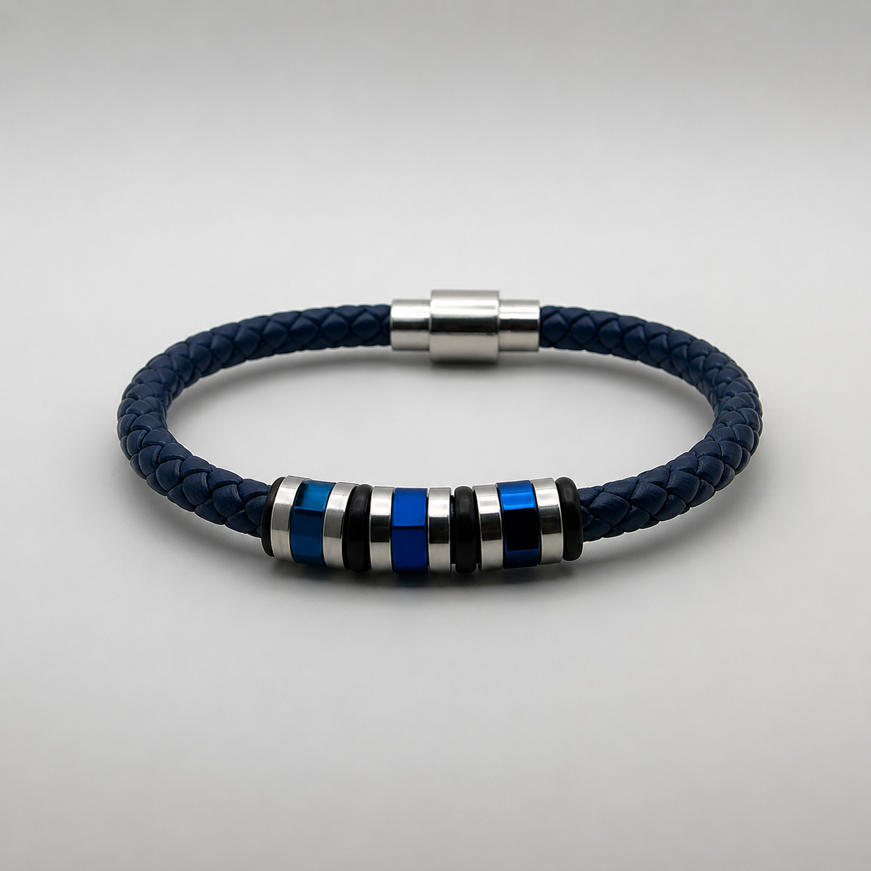 Midnight Blue Steel Braided Bracelet
