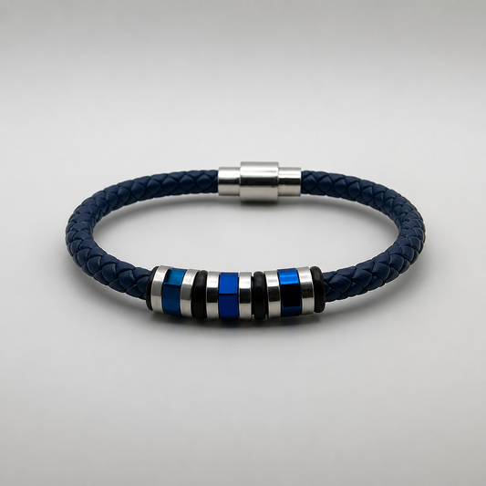 Midnight Blue Steel Braided Bracelet