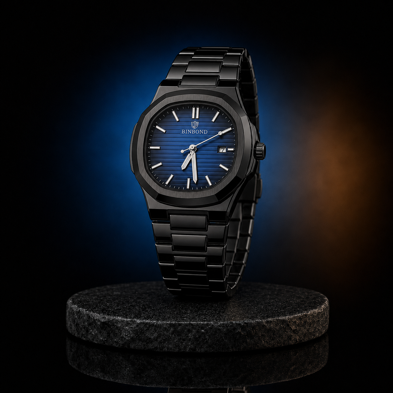 BINBOND 818 Men’s Black Octagonal Quartz Watch