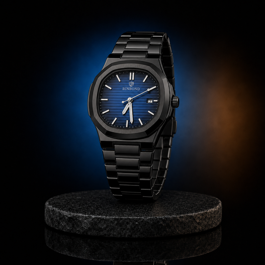 BINBOND 818 Men’s Black Octagonal Quartz Watch