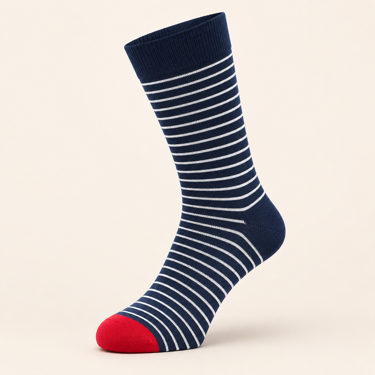 Navy Stripe & Red Toe